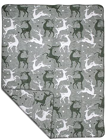 Wunderschöne kuschlige Decke Hirsch Grün 130x180cm Plaid Wohndecke Mars&More