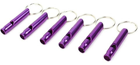 Ruilogod 6 stücke Spiele Purpurrot Tubular Alarm Whistle Metall Split Ringe Keyrings