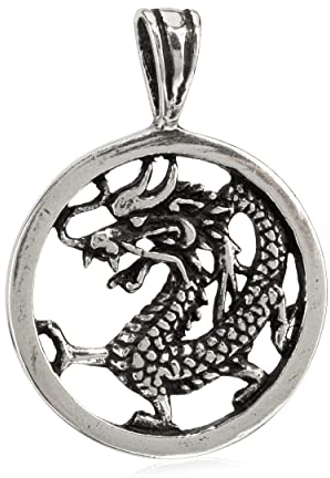 NKlaus Kettenanhänger Chinesischer Drache Schmuck 925 Silber 2,4cm Talisman Anhänger 7468