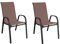 INDA-Exclusiv 2er Set Stapelsessel Gartenstuhl Gartensessel stapelbar mit Textilenbespannung Balkonmöbel Gartenmöbel Terrassenmöbel Farbe Anthrazit - Braun