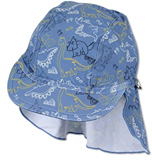 Sterntaler Unisex Kinder Unisex Badeschirmmütze mit Nackenschutz Kinder Schirmmütze Nackenschutz Dino UV-Schutz 50+ blau, 47