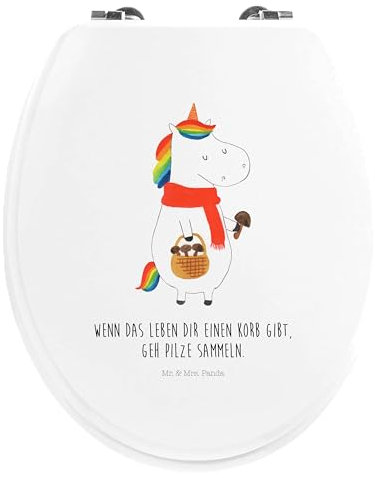 Mr. & Mrs. Panda Motiv WC Sitz Einhorn Pilz - Geschenk, WC-Sitz, Einhörner, Motivation, Spruch, Einhorn Deko, Toilettendeckel, Pilzsammler,
