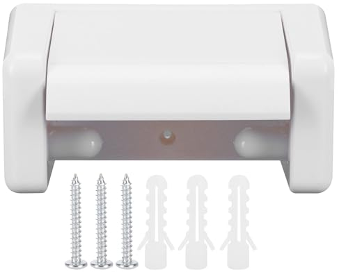 Cyrank Toilettenpapierhalter, Kunststoff-Toilettenpapierhalter mit Deckel Wandhalterung Wasserdichter Toilettenpapierhalter Box Toilettenpapierhalter Papierrollenspender(Weiß)