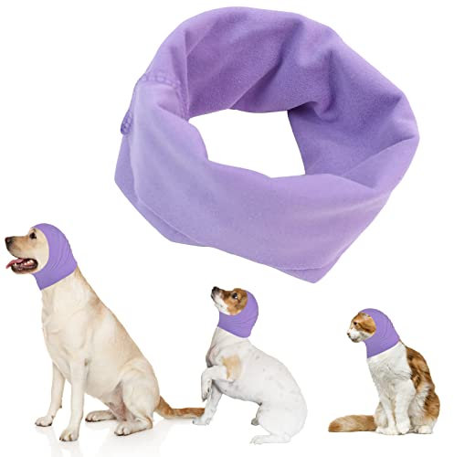 Cache-Oreilles pour Chien et Chat - Protection Auditive, Cache-Cou et Oreilles Contre Le Bruit - Pour Le Bain et Le Toilettage (Violet, S)