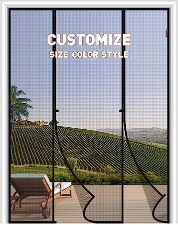 MAGZO Custom Fly Screens for Doors Width Within 450.01cm - 500cm, Customized Magnetic Door Curtain for Keeping Out Flies for Double Doors, Magnets Door Net to Keep Bugs Out, Grey