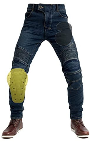 HNVAVQ Pantalon de moto coupe-vent avec poches pour homme, bleu, XXXL