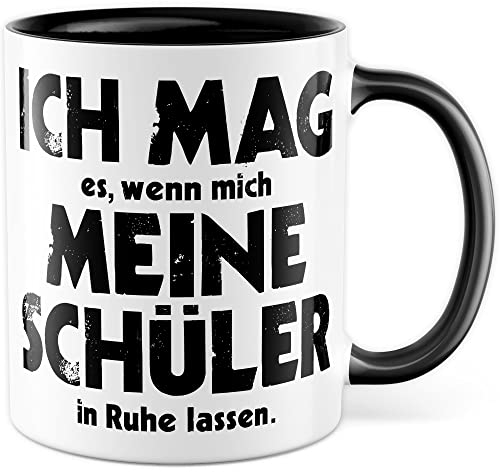 Lehrer Tasse lustig Kaffeetasse Lehrerzimmer Sarkasmus Kaffee-Becher Humor Lehrerin Geschenkidee Kollegen Geschenk Schule Teetasse Witz Schüler Abschluss Abschied (Weiß/Schwarz)