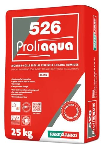 Mortier Colle hammam Piscine Proliaqua Blanc ParexLanko L526BL25 25 kg