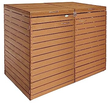 Endorphin® Mülltonnenbox 2er Mit Gasdruckfeder | 240l Aus Holz | Box für Abfalltonnen in 2 Farben | Braun und Anthrazit (Braun)