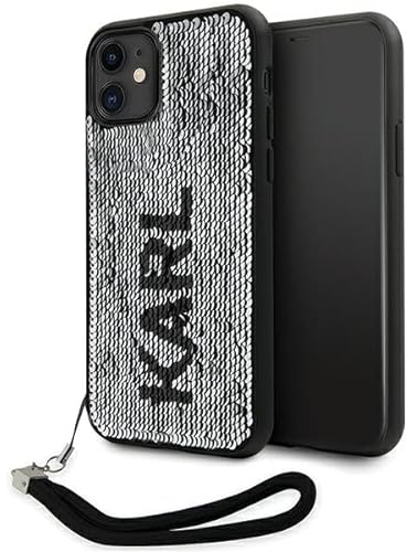 Karl Lagerfeld KLHCN61PSQRKS Hülle für iPhone 11 / Xr 6,1 Silber hardcase Sequins Cord