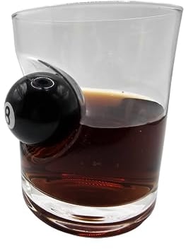 solo-pro master your game Unique Novelty Gift, Whiskey Glass Tumbler with Mini 8 Pool Ball Embedded, Birthday Fathers Day for Him