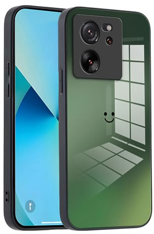 XINYEXIN Glas Handyhülle für Xiaomi 13T / Xiaomi 13T Pro Hülle mit Farbverlauf, Mode Ultradünn Stoßfest Kratzfest Schutzhülle - Grün