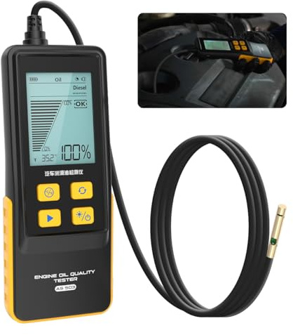 Tester di qualità dell'olio Motore per Benzina e Diesel, Strumento diagnostico per Olio Motore ad Alta precisione, con sonda Flessibile da 800 mm, identificatore e Segnale Acustico, Display