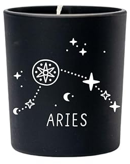 Original Soy Wax Zodiac Duftkerze Tierkreiszeichen: Widder - aus 100% veganem Sojawachs - Aromatherapie Schwarze Kerzen - Sternzeichen Duftkerzen im Glas - Duft: Sandelholz