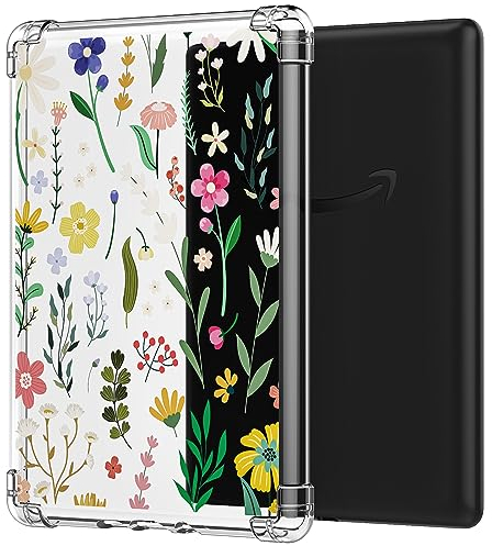 MoKo Custodia Compatibile con Kindle Paperwhite da 6,8 Pollici 11a Generazione 2021, Kindle Paperwhite Edizione Signature, Cover con Retro in TPU Flessibile e Trasparente, Fiori