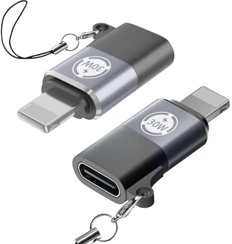 Lig-htn-ing auf USB C Adapter, PD30W Schnellladeadapter, geeignet für I-O-S auf USB C Adapter (Set von 2), unterstützt Keine Kopfhörer