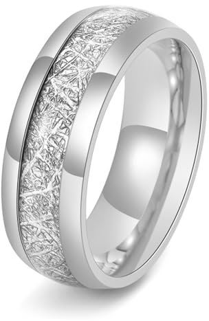 Bishilin Ring für Männer und Frauen, Partnerringe Edelstahl 8MM Bicolor mit Folie Bandring Ring Gr.52, Paar Ring Personalisiert Freundschaftsringe Silber