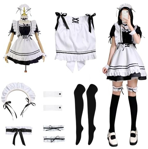 MeYuxg Maid Outfit, Anime French Maid Dress, Halloween Costume, Women, Cute Maid Cosplay Dress