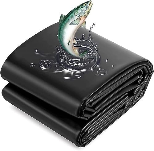 HDPE wasserdichte Membran-Teichfolie, 6 x 3 m, 5 x 6 m, Schwarze Fisch-Poolfolie für Gartenteiche, Wasserfall, Bäche, Brunnen, Teichunterlage, Garten-Poolabdeckung, Bäche, Wasser, 5 x 8 m