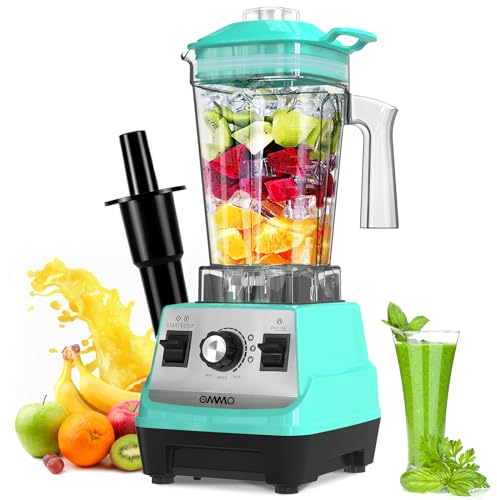 OMMO Blender Professionnel 1,8L et Mini Mixeur Smoothie 300ml, 1800W Blender 24000 Tr/Min, Fonction Pulse, Aucune tasse de fuite, Glace pilée, Passe au Lave-Vaisselle, Cuisine Saine Blender