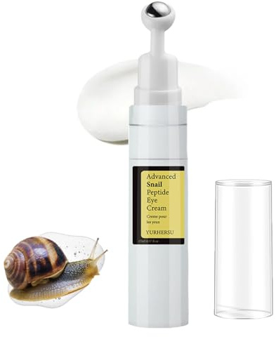 Hydrating Snail Mucin Eye Cream,Schneckenschleim AugenCreme mit Ball,Augencreme für Augenringe Und Geschwollene Augen,Roll-On Firming Snail Peptide Eye Cream with 360° Massage Ball for Wrinkles