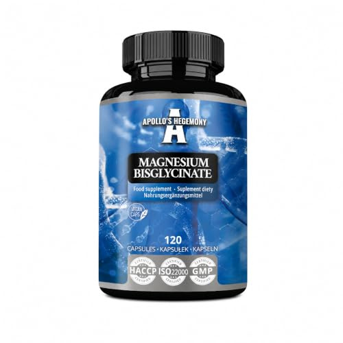 Magnesium Bisglycinat 100 mg pro Kapsel - 120 Vegane Kapseln - 4 Monatsvorrat - für verbesserte Absorption - Nahrungsergänzung von Apollo's Hegemony