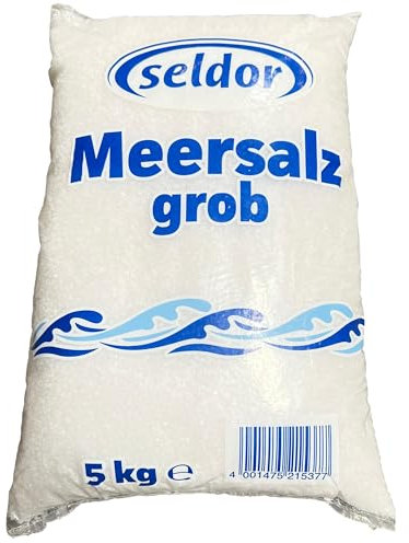 seldor - Original Meersalz grob aus Spanien 5 kg Packung - Grobes Sea Salt naturbelassen ohne Zusätze - Geeignet für Salzmühlen dank grober Körnung - 100% natürliches Salz für Fleisch und Fisch