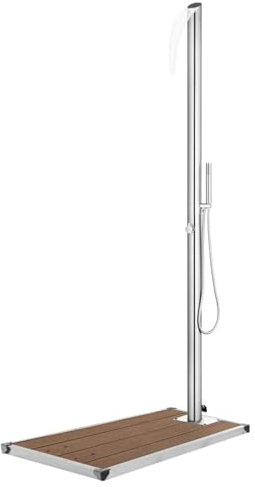 Iiaky Gartendusche mit Brauner Gartendusche Aussendusche Bodendusche Outdoor Bodenplatte 225 cm Edelstahl