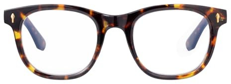 OuShiun Blaulichtblockierende Leselupe, Modische Lesebrille für Damen und Herren mit Federscharnier, UV-Schutz Quadratische Schildpatt Brille (1,5+)