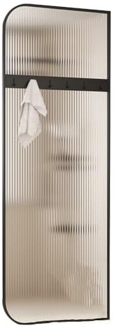 XLIHAWY Duschtür Fürs Badezimmer, Mit Rahmen, Feststehend Transparentes Gehärtetes Glas Duschwandpaneele, Glas-Eingangswand Raumteiler Mit Haken(Schwarz,60x60cm)
