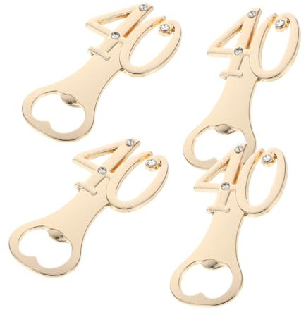 Mobestech 4pcs 40 Bottle Opener 40th Birthday Party Favors Can Lid Opener Bottle Opening Tool Birthday Party Decorations Party Supply Number Wine Opener Rose Gold Zinc Alloy
