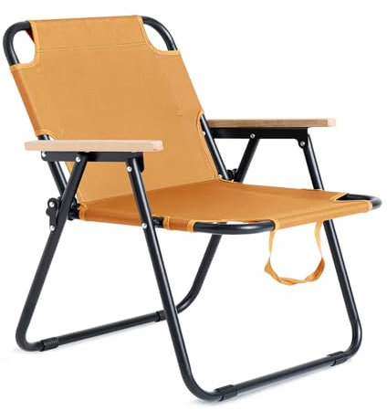 JHYCCDD Campingstuhl Faltbar, Klappbare Campingstühle, Faltbare Campingstühle, Angelstuhl Faltbar, Camping Klappstuhl, Faltstuhl Camping mit Armlehnen, Perfekt für Angeln, Picknick (Orange)