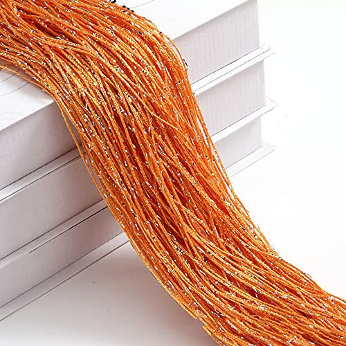 XUCZHAI FadenvorhäNge 1 Stück 100 x 200 cm Glitzerschnur, preiswerter Türvorhang, Perlen, Raumteiler, Perlenfransen, Polyesterstoff, Fensterpaneel, 1 x 2 m(Orange)