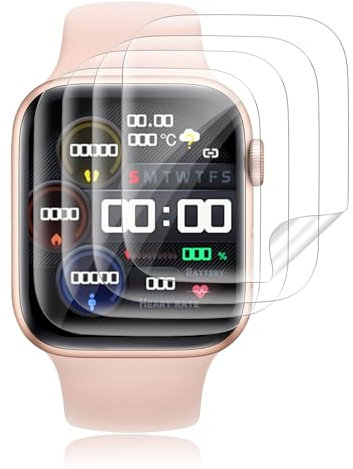 Agedate für Panzerglas für Apple Watch Series 4/5/6/se 44mm Schutzfolie, 4 Stück TPU-selbstheilenden Displayschutz für iWatch se 44mm Schutzglas, HD Displayschutzfolie für iWatch 6 44mm Panzerfolie
