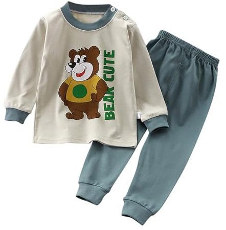 Pyjama-Set für kleine Jungen und Mädchen, Dinosaurier-Tiere, Baumwolle, 2-teilig, Zug, Kleinkinder, Cartoon-Nachtwäsche, Winter-Kleidung Junge Anzug