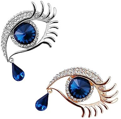 WATIIFUFU 2 Pièces Broche Oeil Broche De Larme Femmes Accessoires Pour Cils Faveurs De Partie De Célibataire Broche Femme Décor Mode Corsage Ornements Bling Broche Mauvais Œil Larme Broches