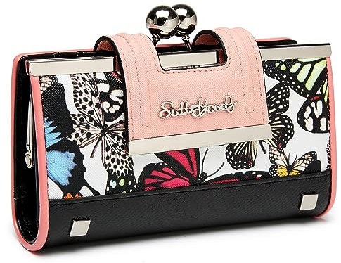 AFKOMST Damen Geldbörse Leder große Kapazität Damenhandtasche Lange, mit 10-Kartenfächern und Clips, und Null Geldbörse mit Schnalle in der Mitte
