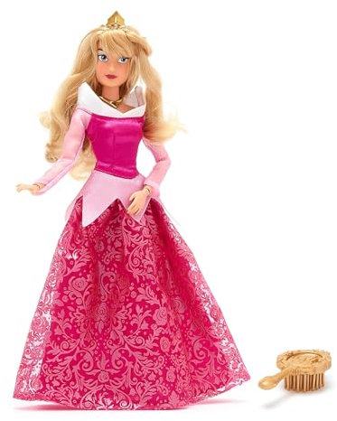 Disney Store Official - Dornröschen - Aurora - Klassische Puppe - 29 cm/11 - Voll bewegliche Disney Prinzessinnen Puppe im eleganten pinkfarbenen Kleid - Mit Spielzeughaarbürste - Ab 3 Jahren