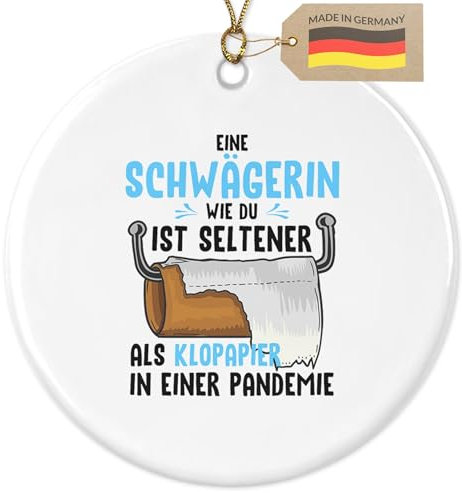 Schwägerin Weihnachtsdeko Baum-Anhänger Christbaumschmuck Keramik Rund Advent
