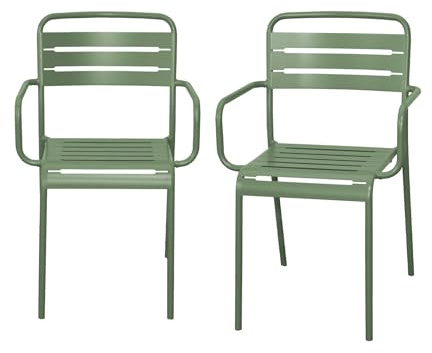sweeek - 2er-Set Gartensessel aus Stahl, B 50.4 x T 53 x H 79.5 cm - Amelia