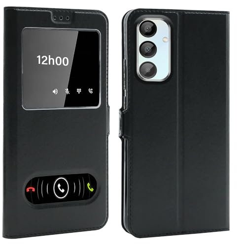 CEKA TECH Coque pour Samsung Galaxy A16 4G/5G (6,7 Pouces), Etui Housse avec FENETRES, Pochette Magnétique pour (Samsung A16 5G, Noir)