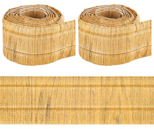 CRASPIRE 4.6mx8cm Peel and Stick Wallpaper Border Crown Molding Peru Wood Grain Self Adhesive Flexible 3D Baseboard Trim Vintage Mirror Sticky Wall Edging Base Lines Foam for Hotel Home DIY Decor