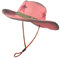 RUIXIA Chapeau Cowboy Western Femme Chapeau de Paille Femme Rose Capeline Large Bord Pliable Anti-UV Casquette Visière avec Mentonnière pour Plage Voyage Camping Pêche Randonnée