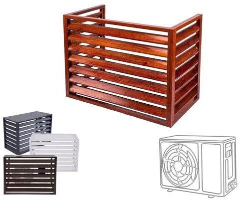 Pxkmouy 110*80*60cmSoporte aire acondicionado exterior Protectora De Aire Acondicionado de aluminio, fácil de instalar cubierta exterior acondicionado oculto para unidades exteriores Limpio y bonito