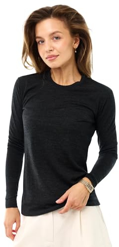 Merino.tech Maglia Lana Merino Donna - 100% Intimo Termico Lana Merino | Maglia donna a maniche lunghe, girocollo/V/U, per sport e outdoor, traspirante, ad asciugatura rapida, delicata