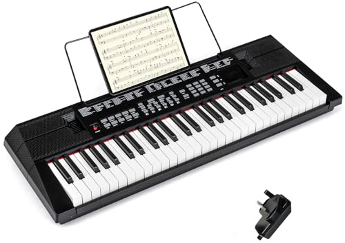 GYMAX 54 Keys Keyboard Piano, Beginner Digital Piano with Music Stand, 200 Rhythms, 200 Tones and 60 Demos, Portable Electronic Keyboard for Kids Adults