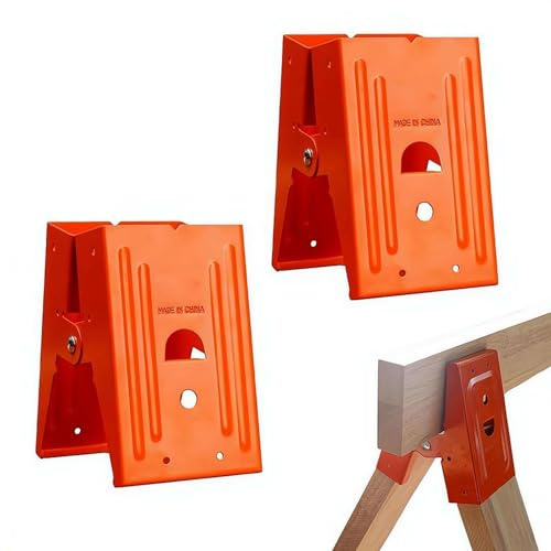 Saw Horses 2 Pack,Heavy Duty Steel Sawhorse Bracket with 220lb Capacity,Metal Saw Horse Clamps Ideal for Woodworking, Construction & DIY, Easy Assembly