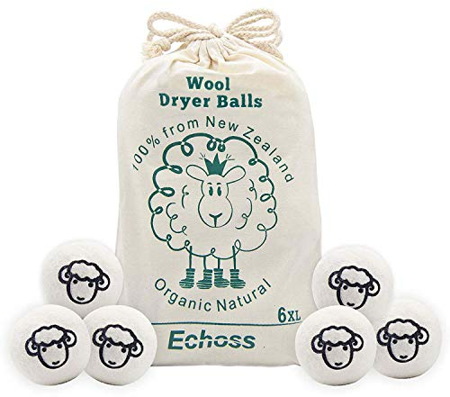 Echoss Trocknerbälle (6er Pack) der natürliche Weichspüler extragroße Filzbälle Aus 100% neuseeländi