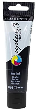 Daler-Rowney System3 Acrylic Paint, Plastic Tube, 2oz - 59 ml, Mars Black