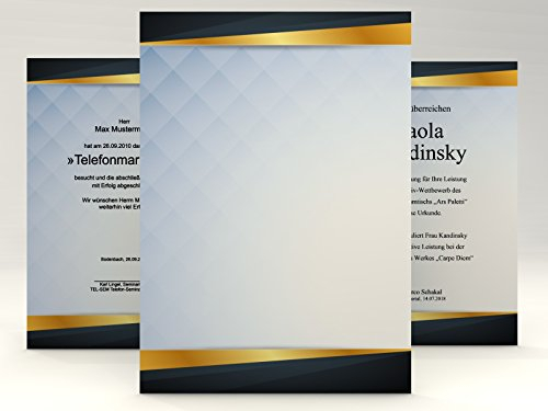 Urkundenpapier Square 50 Blatt | modern | für Urkunden Zertifikate | DIN A4 190g/qm | hochwertig | Briefpapier | Kartonpapier | certificate paper | Blanko Urkunde | Anerkennung Papier